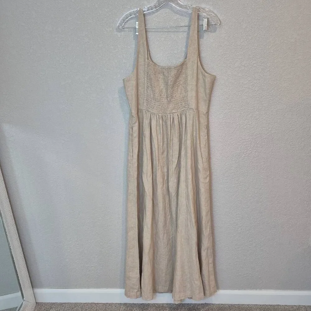 Old Navy Fit & Flare Linen Blend Midi Dress Size XL Tall - Picture 3 of 10